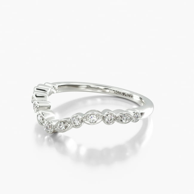14K White Gold Alternating Shape Diamond Band