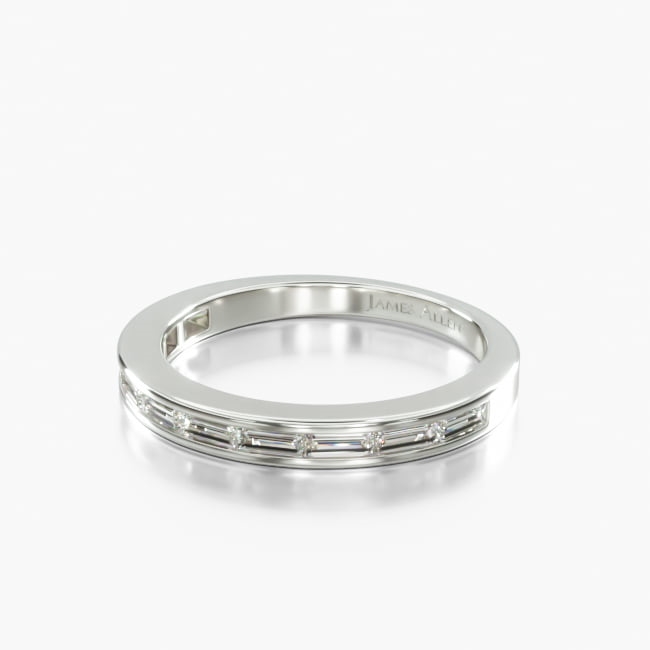 14K White Gold Baguette Wedding Ring ( .70 CTW.)