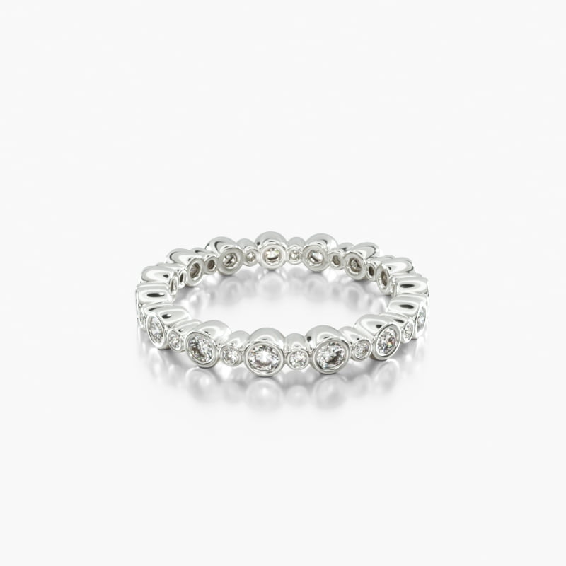 14K White Gold Alternating Bezel Eternity Band