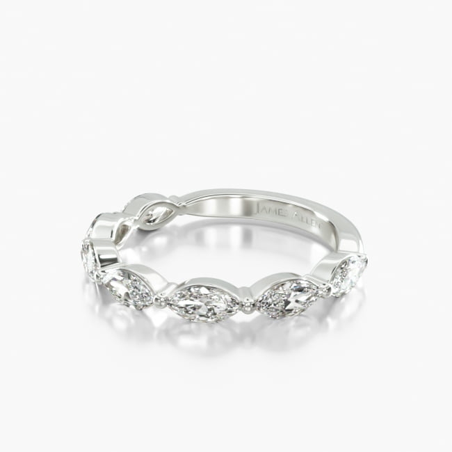 14K White Gold East West Marquise Diamond Wedding Ring