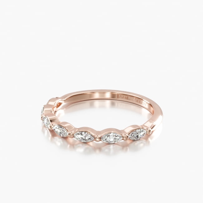 14K Rose Gold Marquise Row Diamond Ring