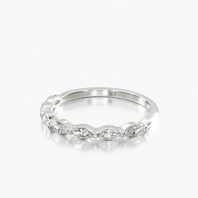 14K White Gold Marquise Row Diamond Ring