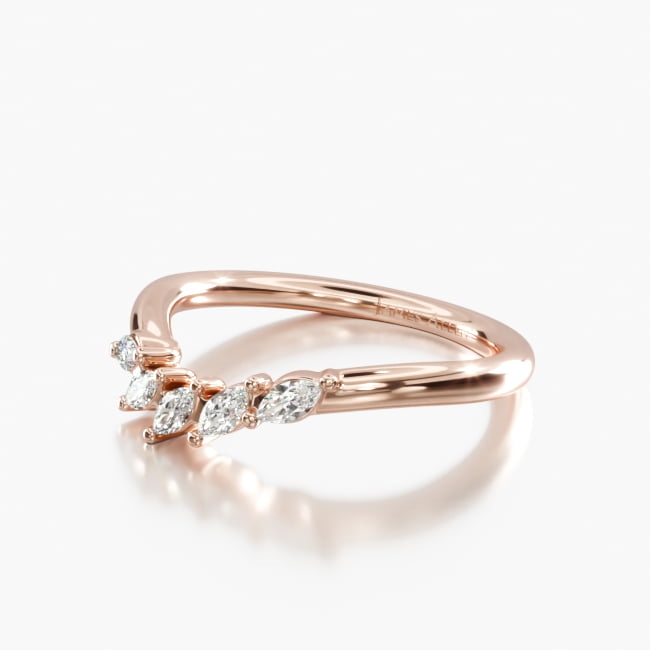 14K Rose Gold Marquise Array Diamond Wedding Ring