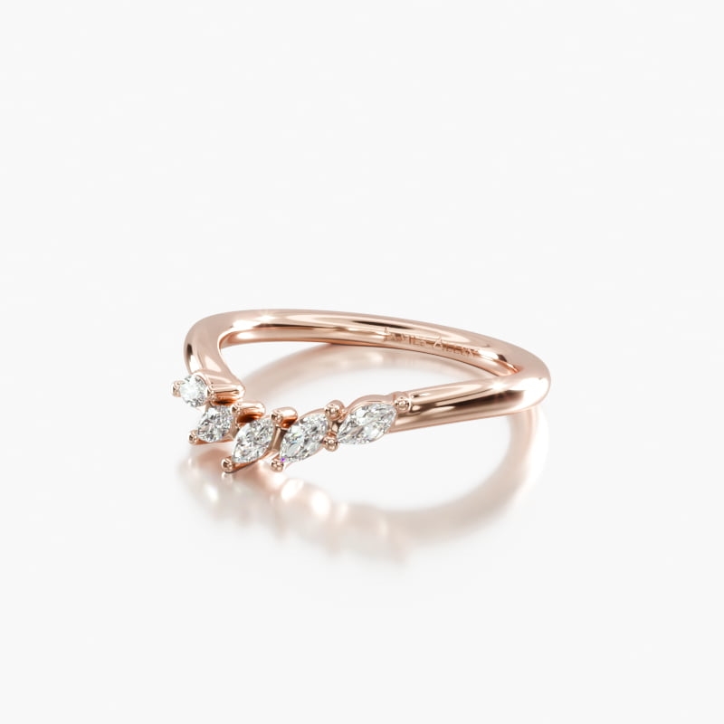 14K Rose Gold Marquise Array Diamond Wedding Ring