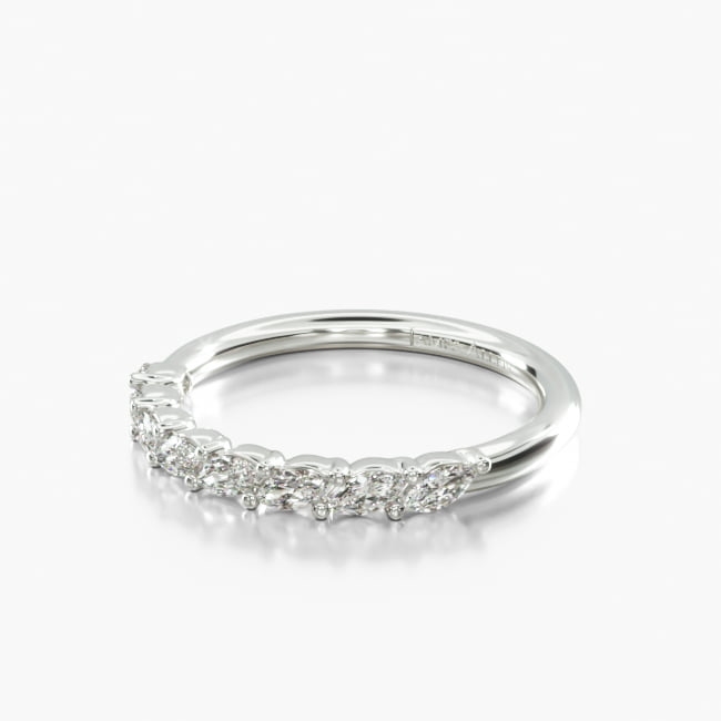 18K White Gold Drifting Marquise Diamond Wedding Ring