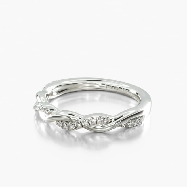 14K White Gold Interlaced Pavé Diamond Wedding Ring