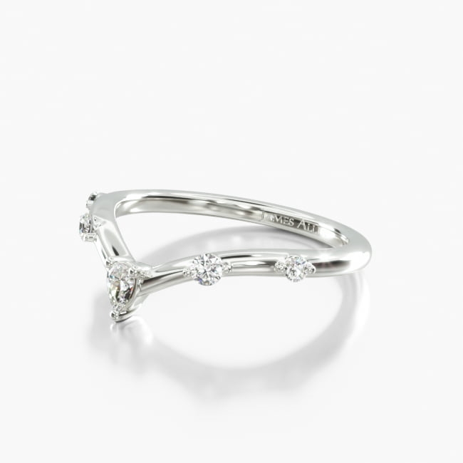 Platinum Chevron Diamond Station Wedding Ring