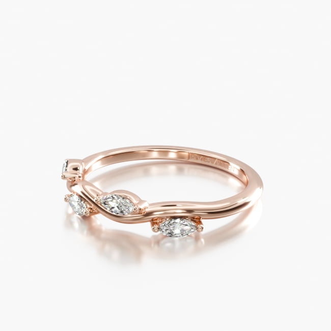 14K Rose Gold Floral Marquise Diamond Wedding Ring