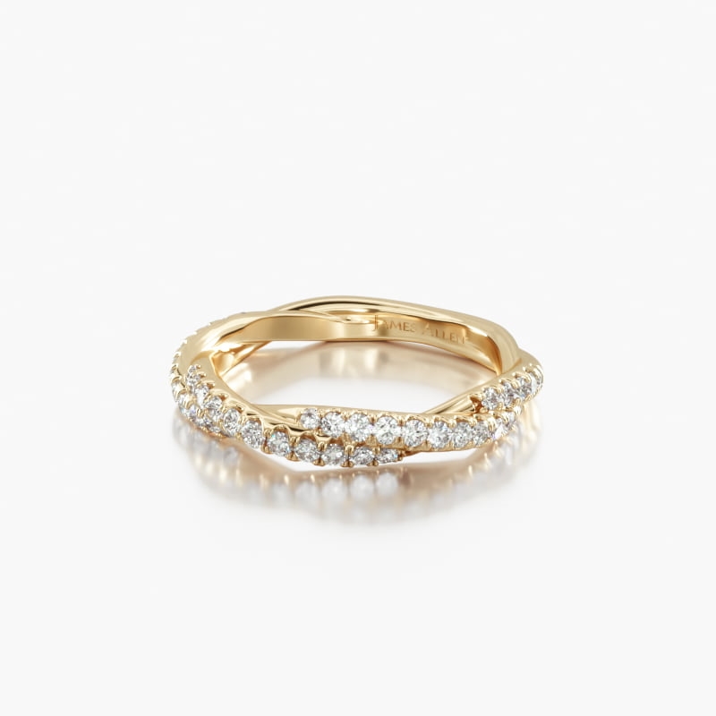 14K Yellow Gold Matching Pavé Rope Wedding Ring