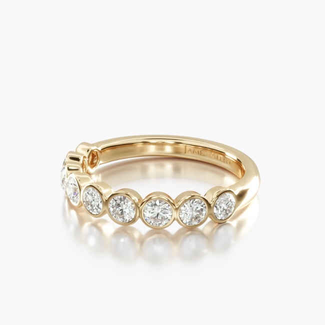 18K Yellow Gold Bezel Set Round Diamond Engagement Ring-18155y