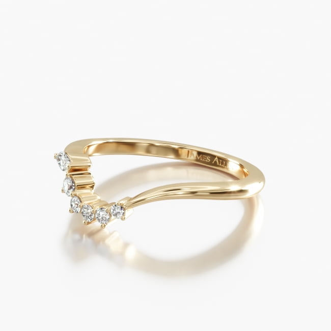 14K Yellow Gold Ascending Diamond Wedding Ring