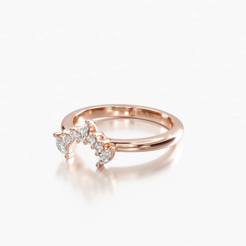 14K Rose Gold Diamond Half Halo Wedding Ring 15160r14