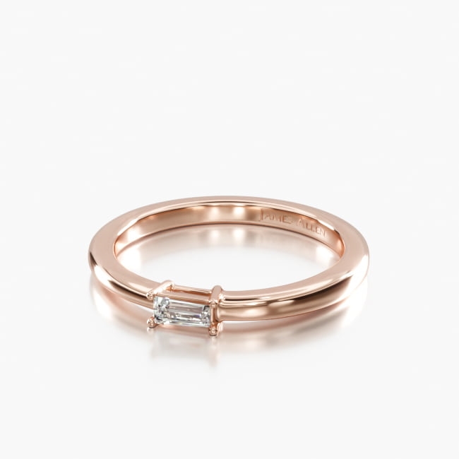 14K Rose Gold Simplistic Baguette Diamond Wedding Ring
