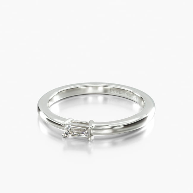 14K White Gold Simplistic Baguette Diamond Wedding Ring
