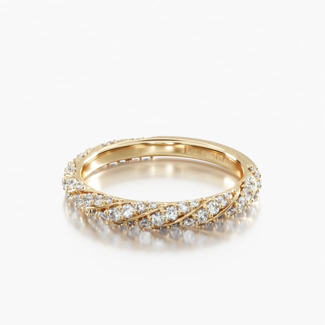 18K Yellow Gold Twisted Pavé Wedding Ring