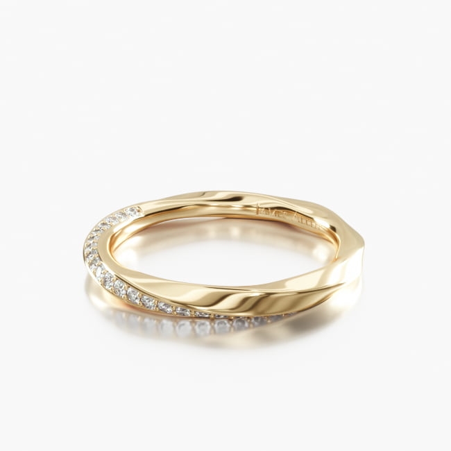 18K Yellow Gold Helix Pavé Wedding Ring