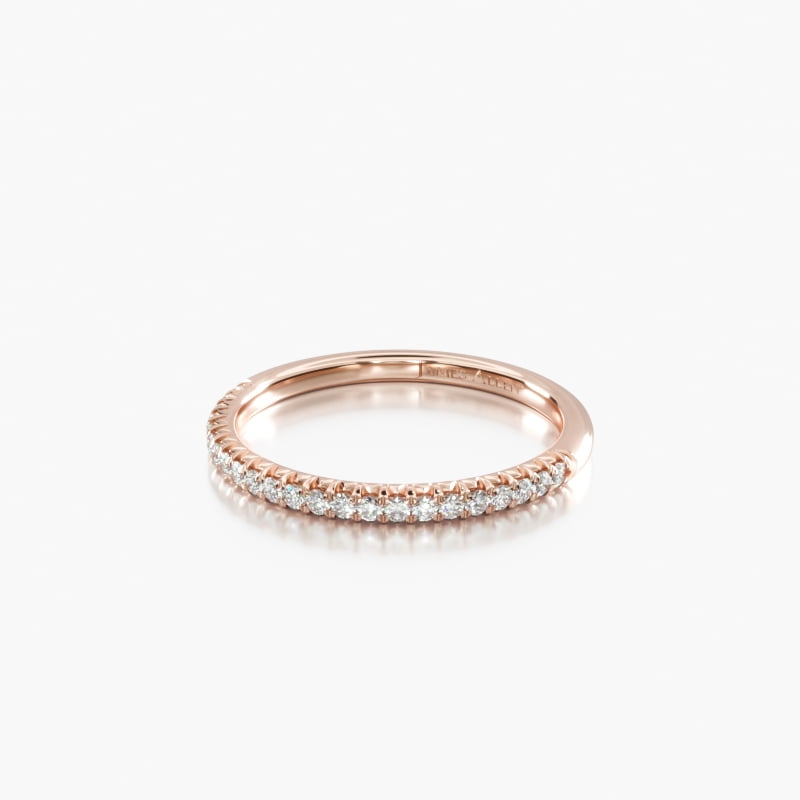 14K Rose Gold Flush Fit Pavé Wedding Ring