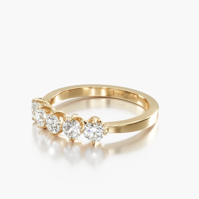 18K Yellow Gold Five Stone Diamond Wedding Ring (.50 CTW.)