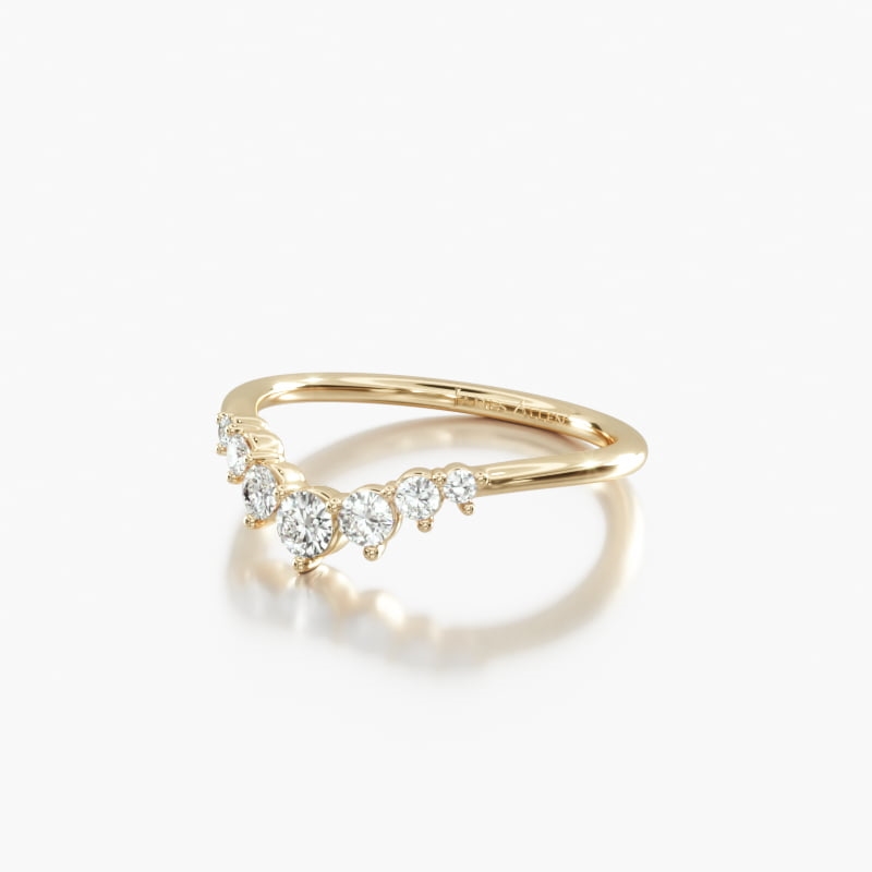 14K Yellow Gold Graduated Round Diamond Tiara Ring