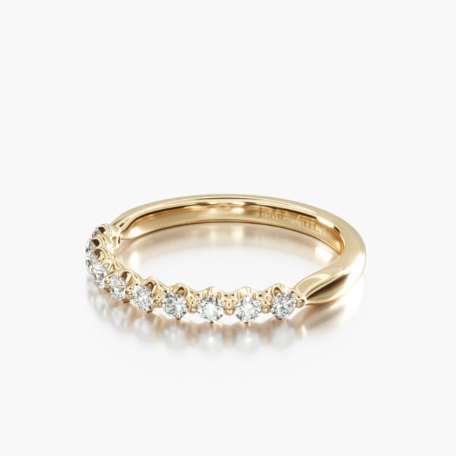 14K Yellow Gold Scalloped Diamond Ring