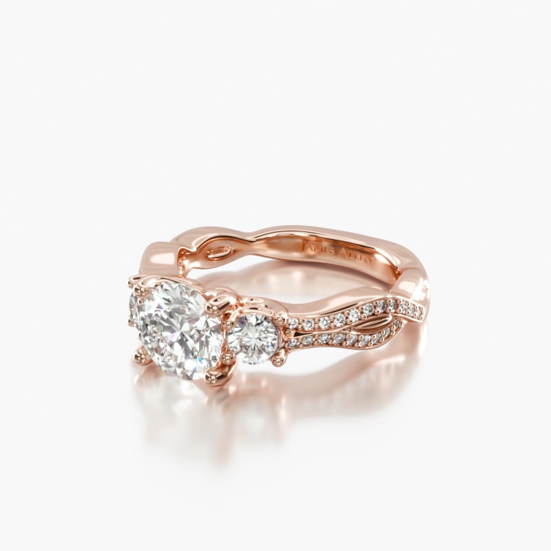 14K Rose Gold Three Stone Diamond Infinity Engagement Ring