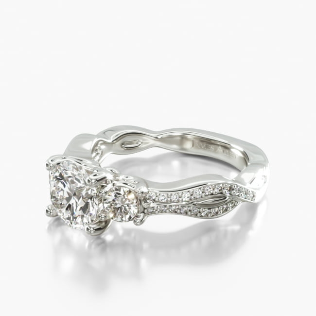 An open wire-designed undergallery with a Pavé crossover infinity designer shank is the perfect backdrop for the diamond or gemstone of your choice. Feminine and beautiful with just the right amount of sparkle.