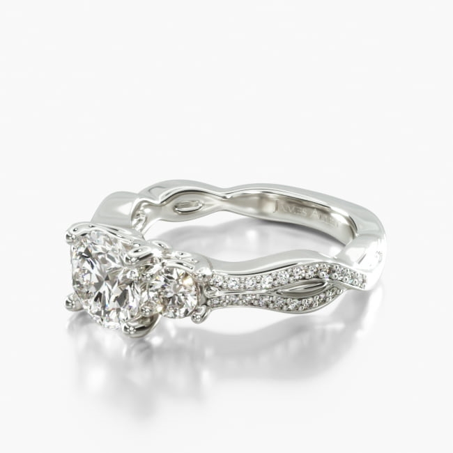 14K White Gold Three Stone Diamond Infinity Engagement Ring