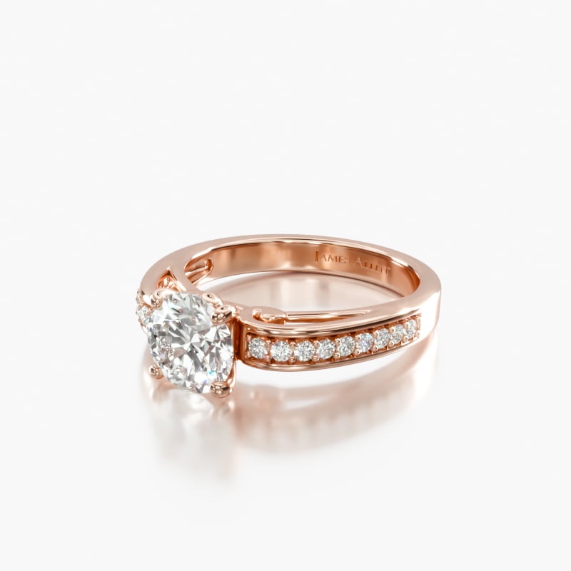 14K Rose Gold Arched Scroll Diamond Engagement Ring