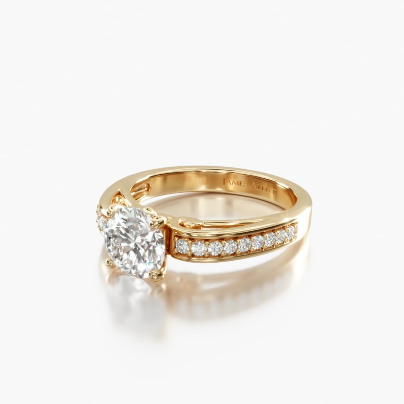 14K Yellow Gold Arched Scroll Diamond Engagement Ring