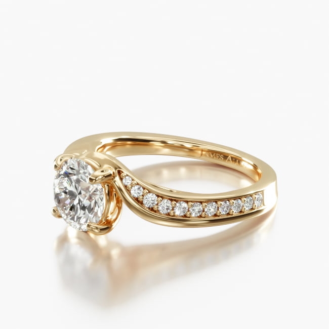 14K Yellow Gold Pavé Bypass Diamond Engagement Ring