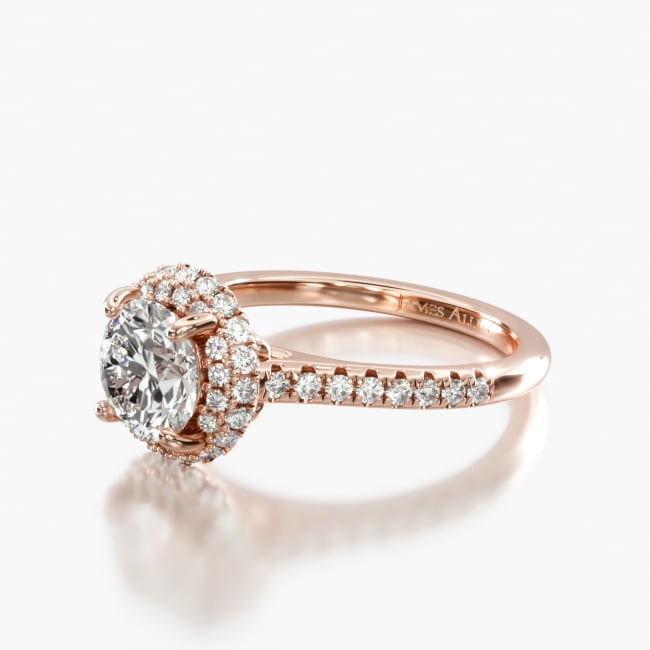 14K Rose Gold Falling Edge Pavé Diamond Engagement Ring