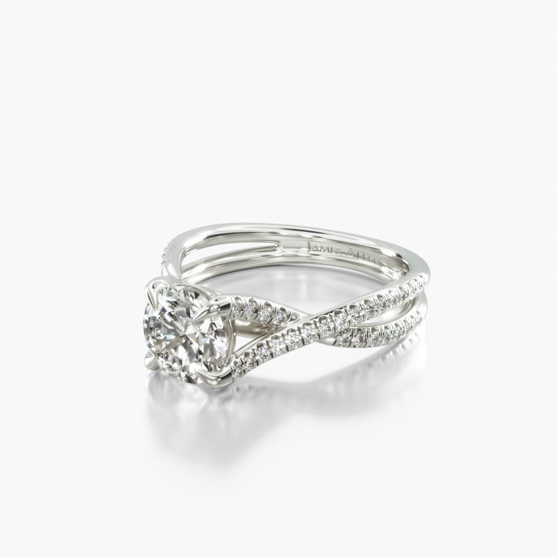 Platinum Twin Pavé Cross Over Diamond Engagement Ring