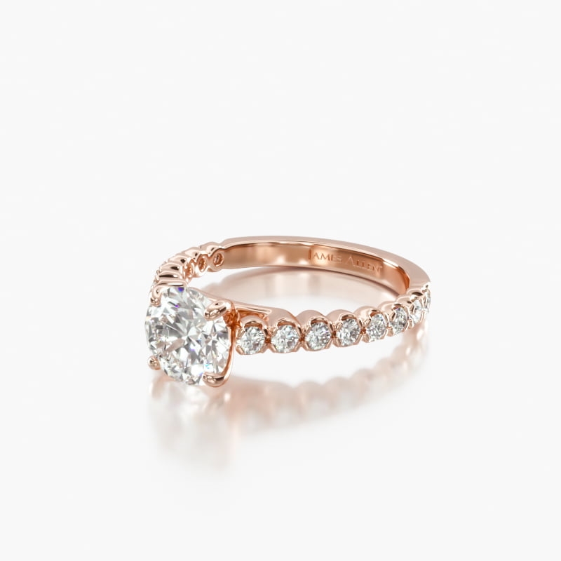14K Rose Gold Scallop Style Diamond Engagement Ring