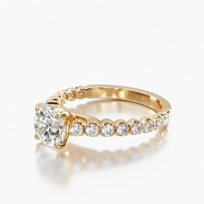 18K Yellow Gold Scallop Style Diamond Engagement Ring