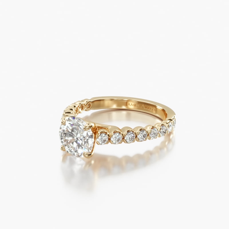 18K Yellow Gold Scallop Style Diamond Engagement Ring