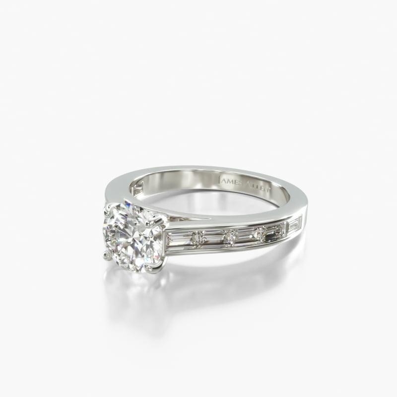 14K White Gold Baguette Diamond Engagement Ring