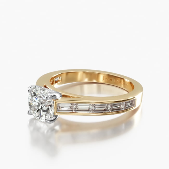 14K Yellow Gold Baguette Diamond Engagement Ring