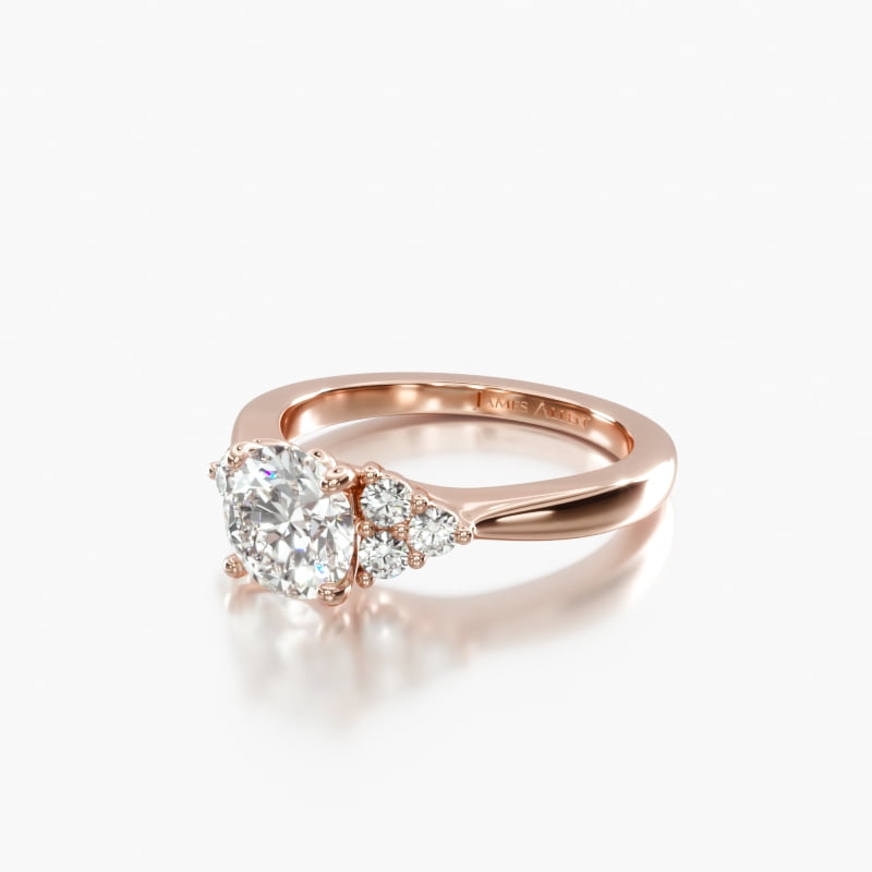 14K Rose Gold Triple Diamond Engagement Ring
