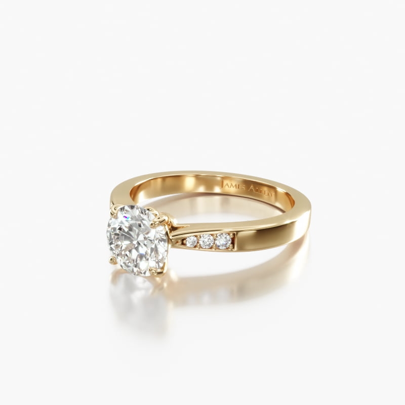 14K Yellow Gold Petite Diamond Accent Engagement Ring