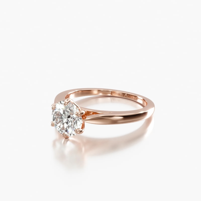 14K Rose Gold Petite Flower Solitaire Engagement Ring