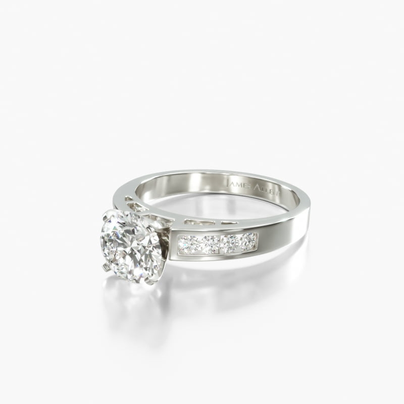 14K White Gold Channel Set Diamond Engagement Ring