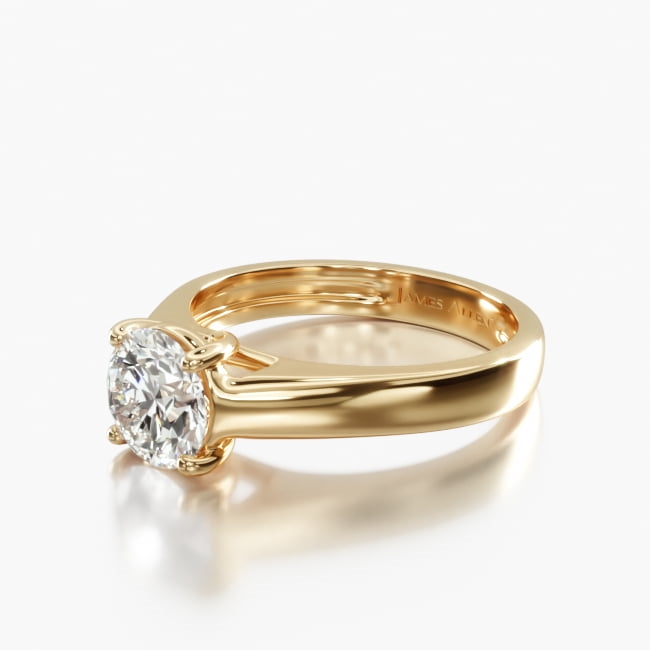 14K Yellow Gold Thin Cross Prong Diamond Engagement Ring