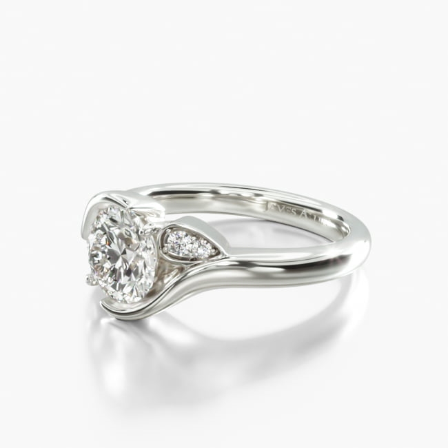 Platinum Modern Leaf Bypass Engagement Ring