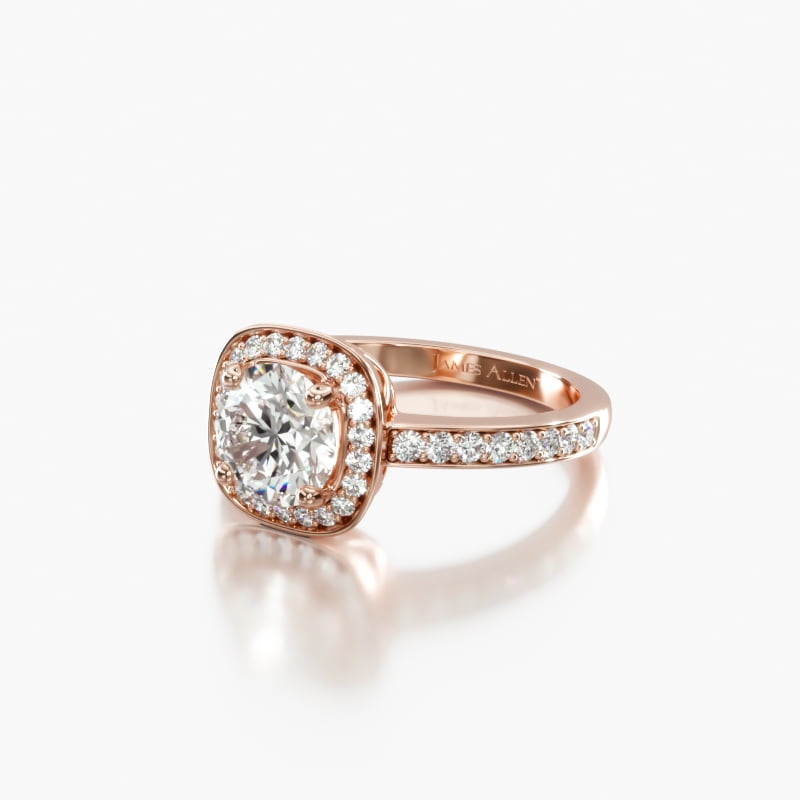 14K Rose Gold Cushion Basket Diamond Engagement Ring