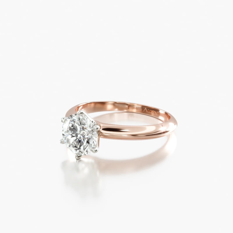 14K Rose Gold Six Prong Knife Edged Solitaire Engagement Ring