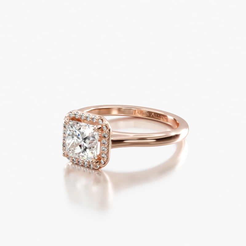 14K Rose Gold Pavé Halo Diamond Engagement Ring