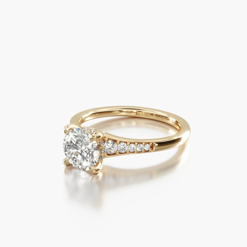 Petite pave crown engagement ring top