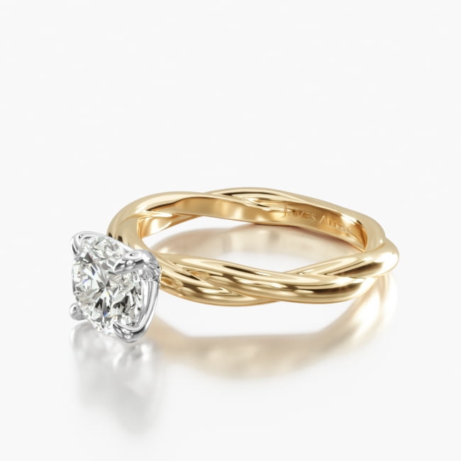 14K Yellow Gold Rope Solitaire Engagement Ring