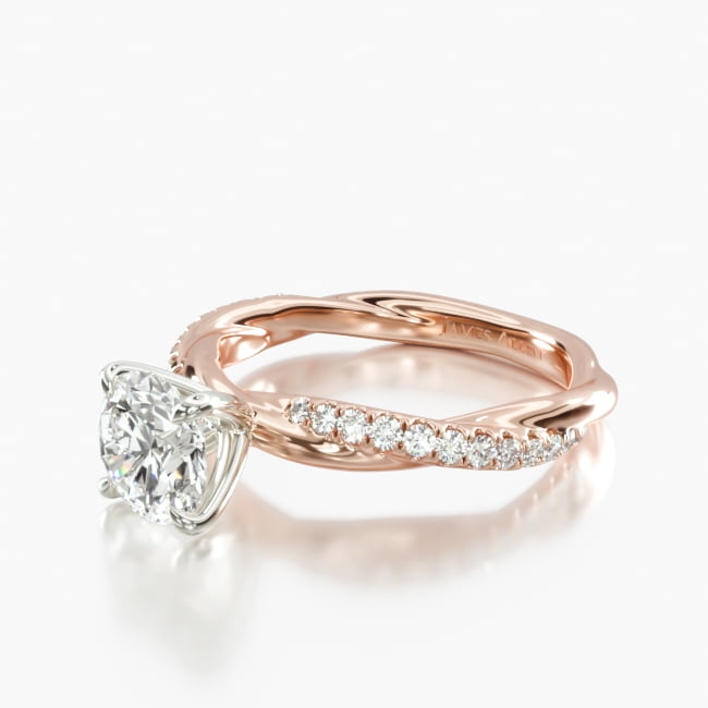 14K Rose Gold Pavé Rope Engagement Ring