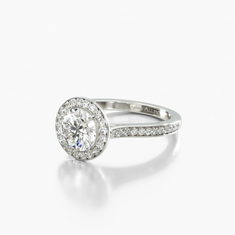 Platinum Trellis Halo Diamond Engagement Ring